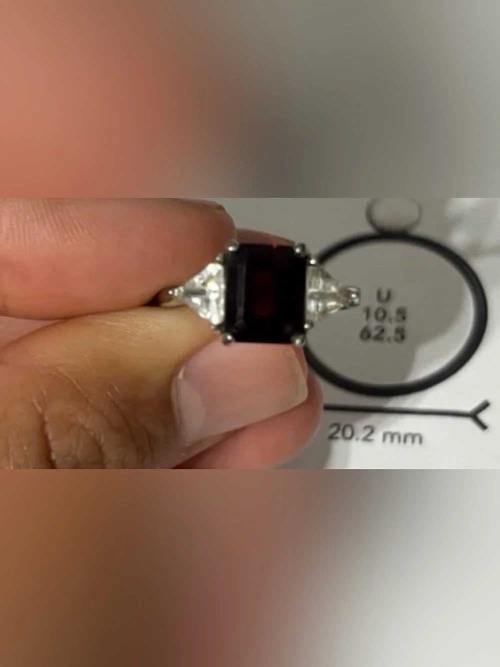Vintage Garnet Cubic Zirconia Sterling Silver Ring - size 7